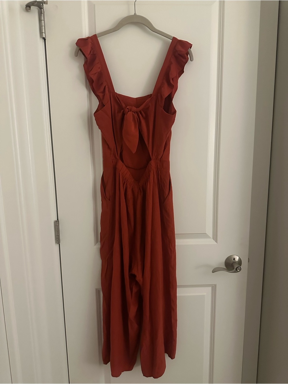 Rust Red Ruffle Strap Jumpsuit - Picture 2 of 3